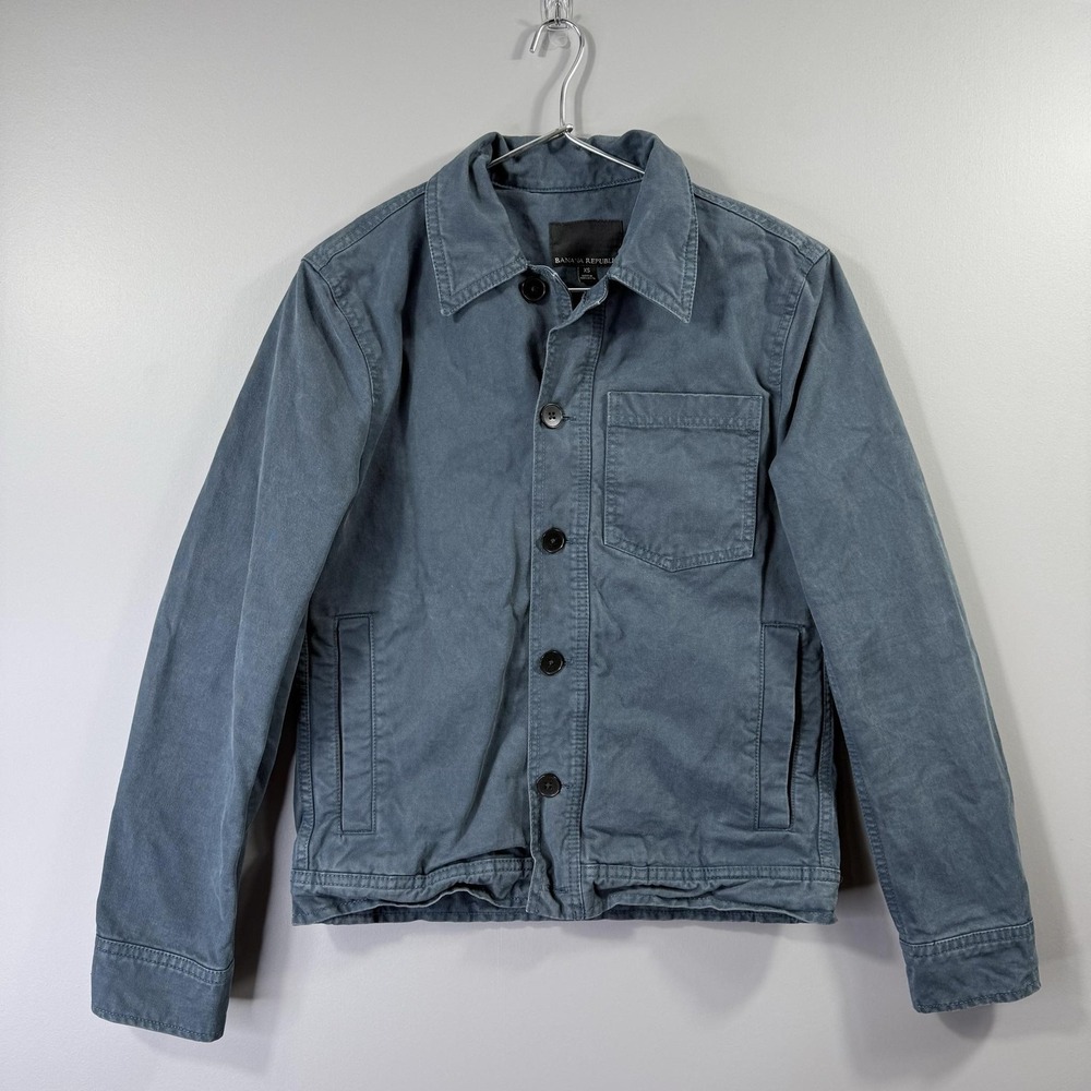 Banana Republic Jacket Womens XS Blue Canvas Button Front Bomber Cotton Casual